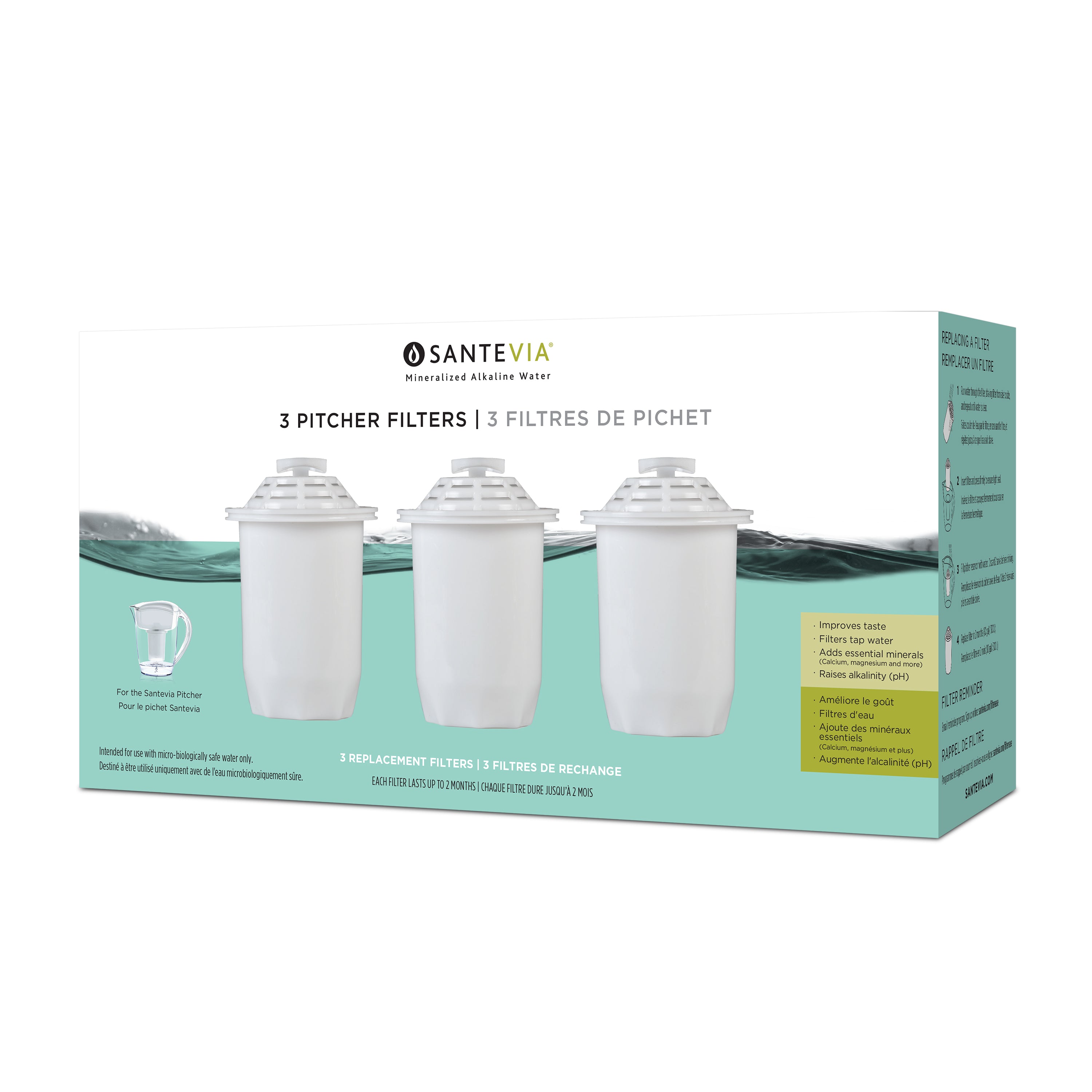 Santevia MINA Alkalische mineraalwaterfilterkan | waterfiltratiesysteem | chloor- en loodfilter | waterzuiveraar kan | waterfilterkan voor thuis Santevia MINA Alkalische mineraalwaterfilterkan | waterfiltratiesysteem | chloor- en loodfilter | waterzuiveraar kan | waterfilterkan voor thuis
