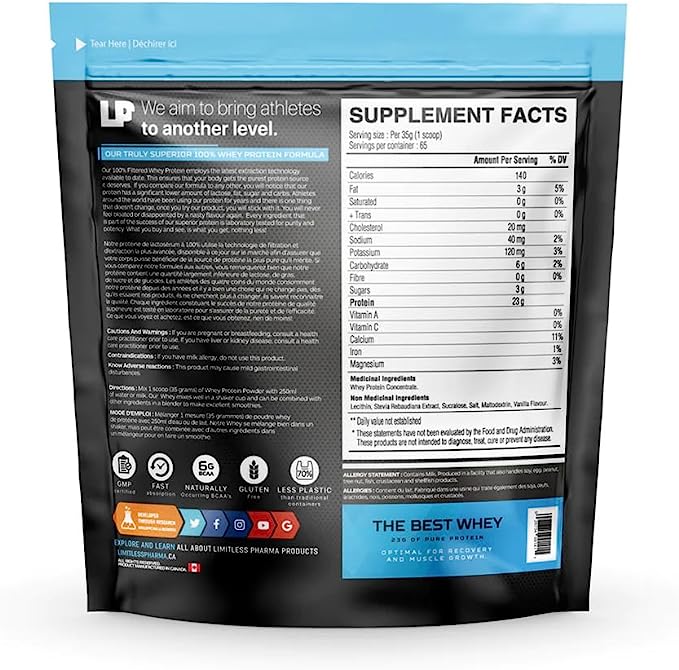 100% Pure Whey Protein Isolate 2lbs - Zero Sugar and Fat – Limitless Pharma  - Supplements store