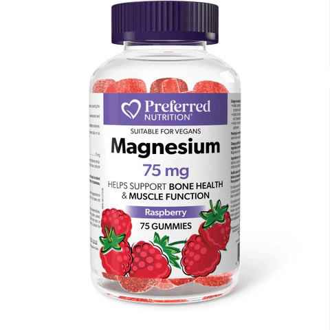 Preferred Nutrition Magnesium provides a highly absorbable form of magnesium delivered in delicious, raspberry-flavoured, vegan gummies.
