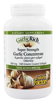 Natural Factors GarlicRich Super Strength Garlic Concentrate 500mg Softgels | Immune Support | Natural Factors