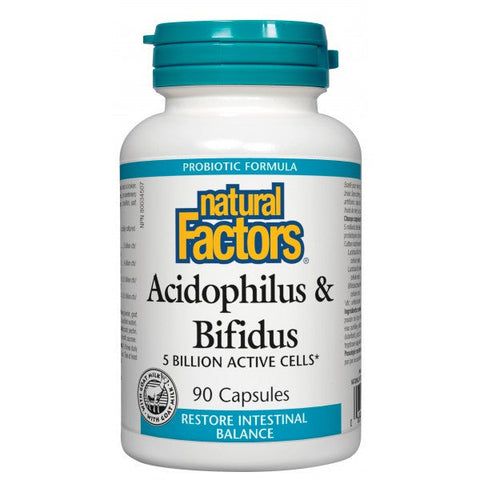 Natural Factors Acidophilus / Bifidus 5 Billion Capsules | Probiotics | Natural Factors