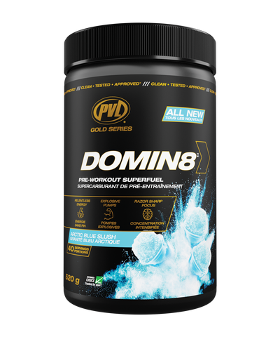 PVL | Domin8 Pre-Workout | 520g | Arctic Blue Slush