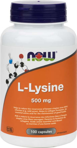 NOW | L-Lysine | 500mg 100 Capsules