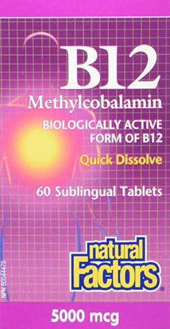 Natural Factors B12 Methylcobalamin 5000mcg Sublingual Tablets | Vitamin B | Natural Factors