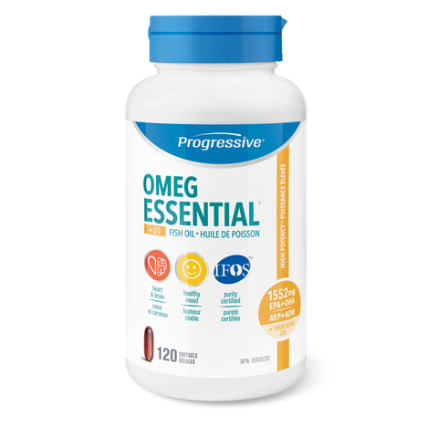 Progressive OmegEssentials Fish Oil Plus Vitamin D Softgels | Omega 3 Fish Oil EPA / DHA | Progressive