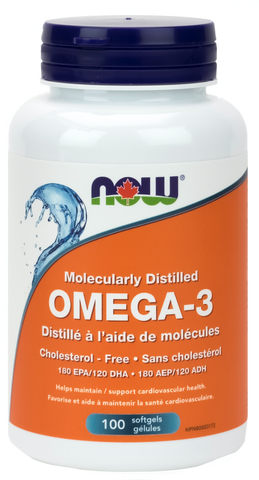 NOW Omega-3 1000mg Moleculary Distilled Cholesterol-Free Softgels | Omega 3 Fish Oil EPA / DHA | NOW Foods