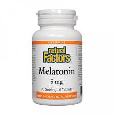 Natural Factors Melatonin 5mg Tablets - Peppermint Flavour | Insomnia & Sleep | Natural Factors
