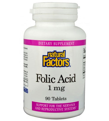 Natural Factors Folic Acid 1mg Tablets | Vitamin B | Natural Factors