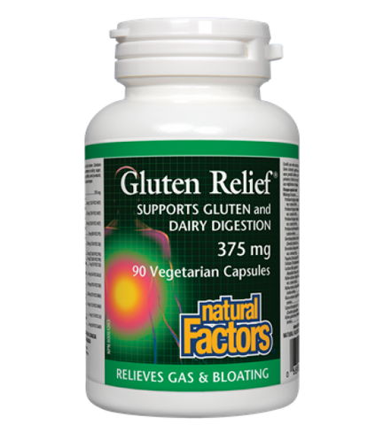 Natural Factors Gluten Relief 375mg Vegetarian Capsules | Digestion, Stomach | Natural Factors