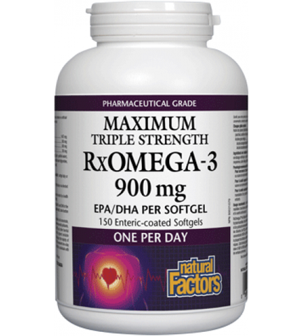 Natural Factors RxOmega-3 Triple Strength 900mg EPA/DHA | Heart & Circulatory Health | Natural Factors